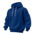thumbnail image 5 of Kalauyu Long Sleeve Hoodies Tees for Men Drawstring Hood Cargo with Pocket Casual Fall Winter Loose Sports Solid Pullover Sweatshirts, 5 of 6