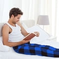 thumbnail image 4 of Uemuo Buffalo Plaid Blue Black Pattern Men's Wide Leg Palazzo Lounge Pants with Pockets Light Weight Loose Comfy Casual Pajama Pants-X-Large, 4 of 9