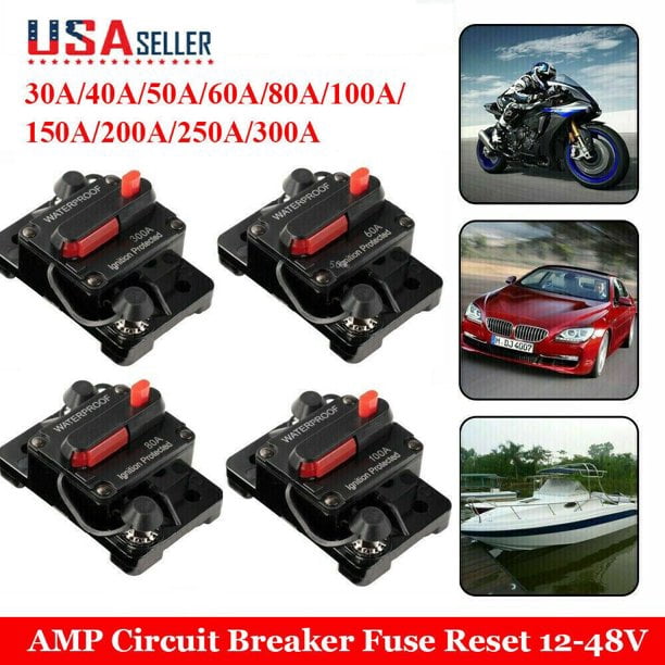 30A-300A AMP Circuit Breaker Fuse Reset 12-48V DC Car Boat Auto Waterproof