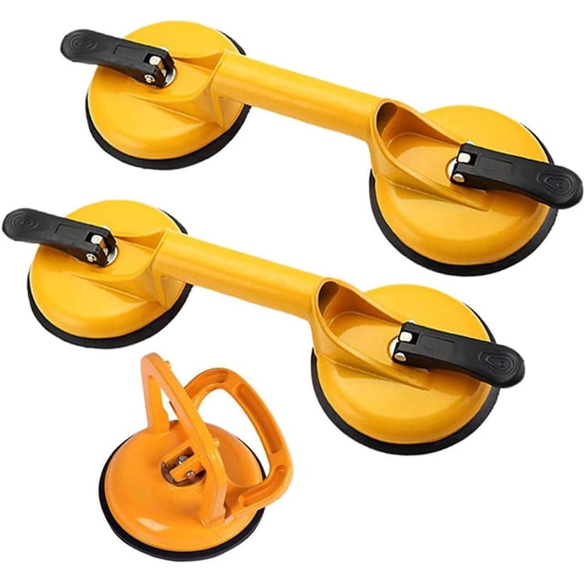 Elevador de vacío de amplia aplicación, elevador de vacío de aluminio para baldosas de vidrio y pisos de mármol, ventosa resistente con base de caucho natural (3 piezas)