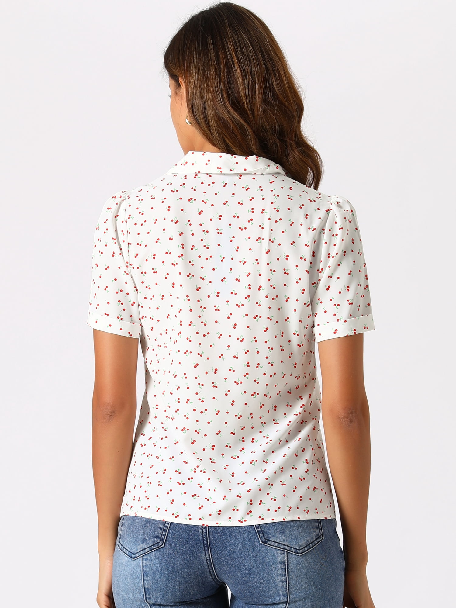 DARING DIVA Women's Short Sleeve V Neck Notch Lapel Collar Shirt XL White