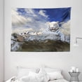 thumbnail image 1 of Tiger Tapestry, Bengal Hunter Surveying What is Beneath It from Top White Large Feline, Wall Hanging for Bedroom Living Room Dorm Decor, 80W X 60L Inches, Eggshell Sky Blue White, by Ambesonne, 1 of 2