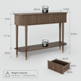 thumbnail image 4 of JOINICE Console Table for Entryway with Drawers,Fluted Sofa Table with Storage Shelf,Narrow Entry Table for Living Room,Hallway,Foyer,Walnut, 4 of 10