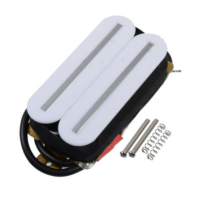 Micro Chevalet Double Rail avec 4 Fils Bobine Résistant à l'Usure Basses Humbucker Micros de Remplacement Prime Ukulélé Mise à Niveau Musical Chevalet Blanc Micro