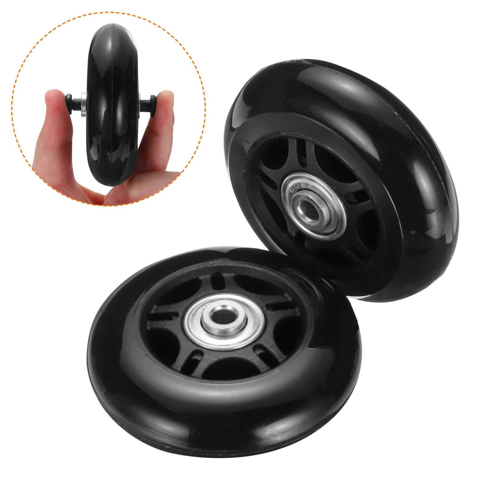 Uxcell Set of 2 Luggage Wheels Replacement 78 x 24 mm/3.1" x 0.9" Rubber Swivel Caster Bearing Wheels Repair Kits