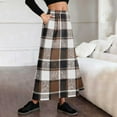 thumbnail image 2 of THDHVS Women's Skirts,Long Plaid Wool Skirt for Womens Winter Fall Warm High Elastic Waist A line Flared Pleated Wool Tartan Skirts,Skirts for Women Trendy, 2 of 8