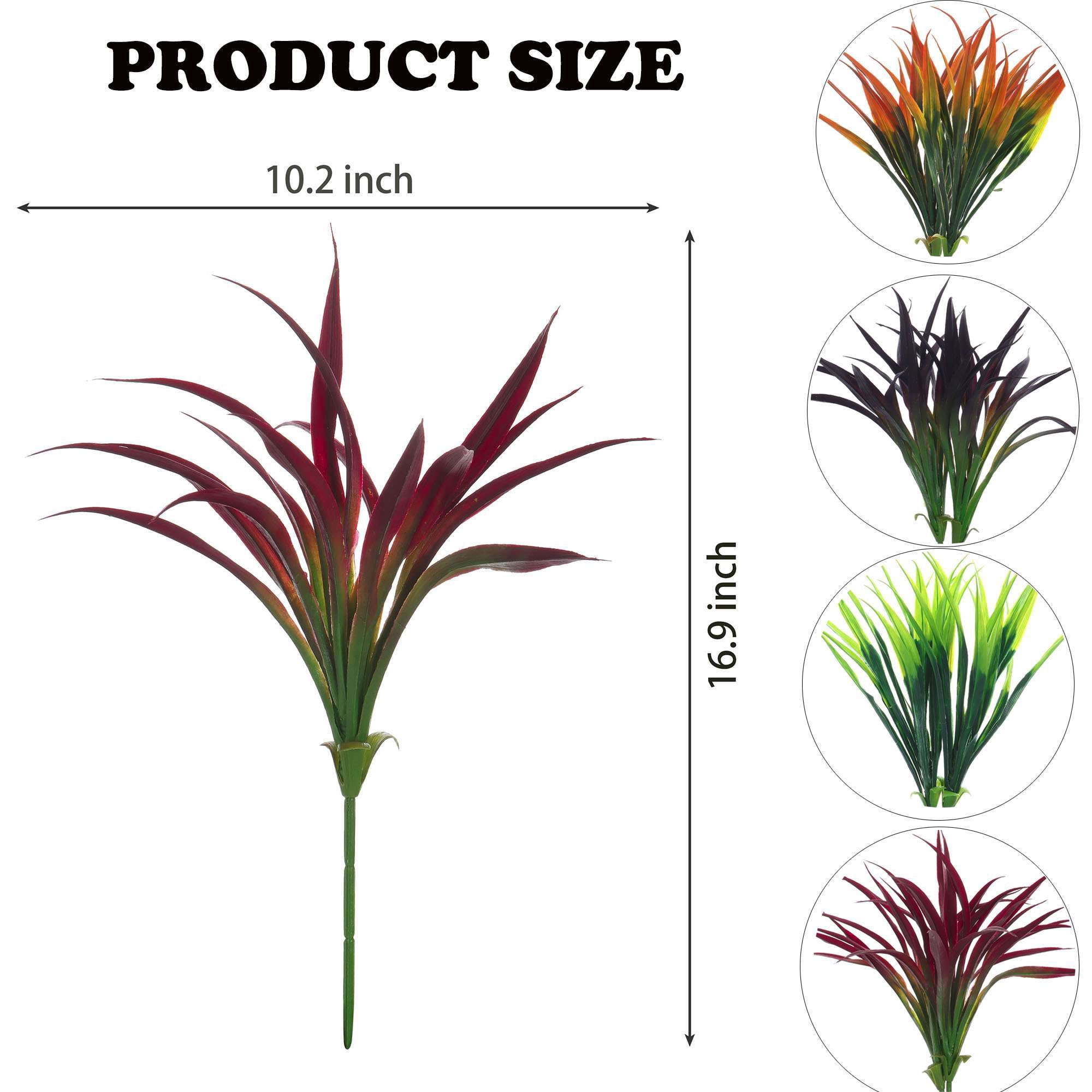 LAVA 18 Bunbles Artificial Grass Fake Plants UV Resistant Outdoor Plastic Faux Greenery for Office Home Wedding Patio Walkway Garden Decor Red