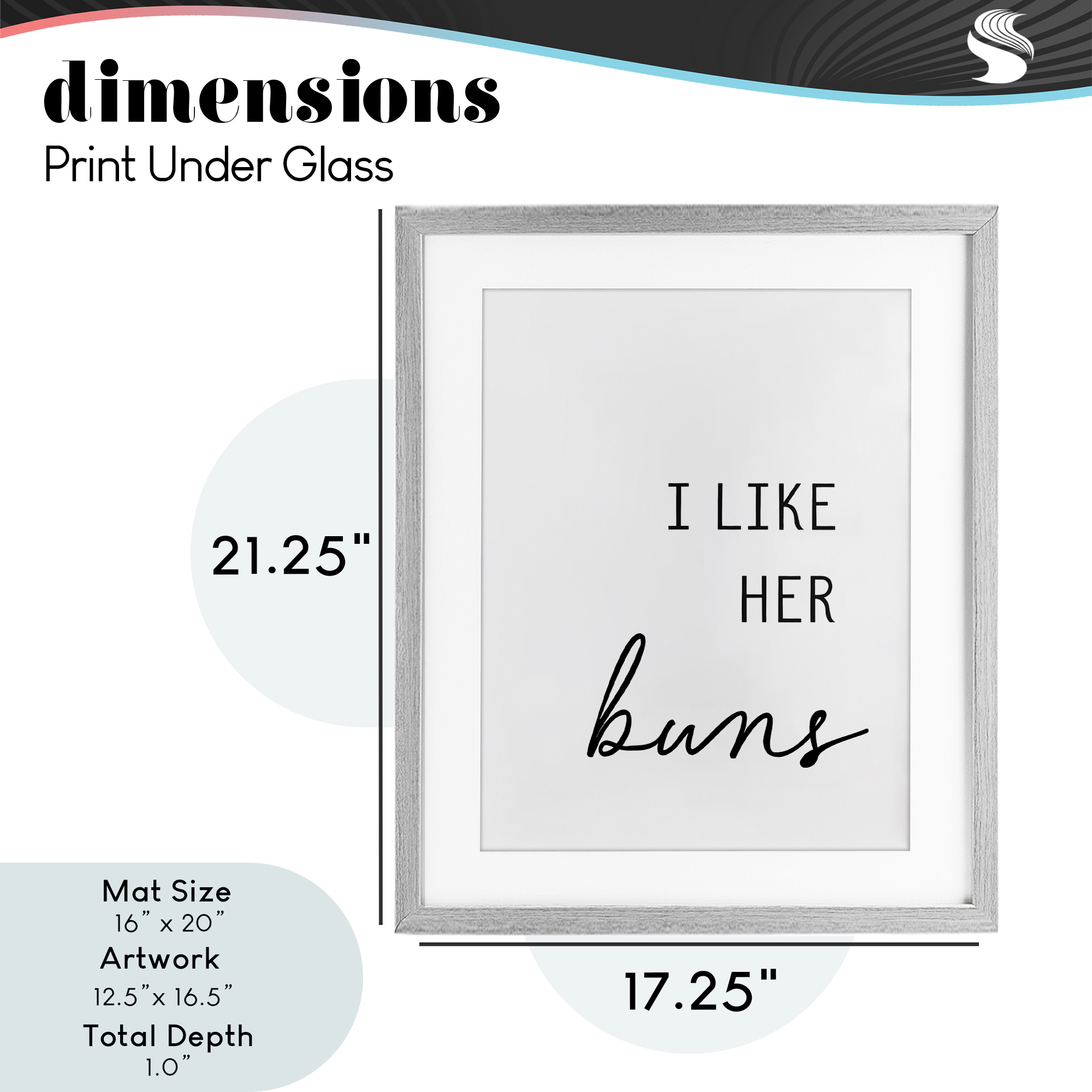 Like Her Buns Gray Framed Print Under Glass, design by Lettered and Lined