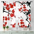 thumbnail image 3 of Cherry Blossom Curtains, Red Cherry Floral Plum Blossom Flowers Japanese Asian Style Blackout Rod PocketWindow Drapes Treatmtents for Living Room Bedroom Kitchen Fabric 2 Panels, 55x39 Inch, 3 of 4
