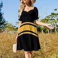 thumbnail image 4 of Vestido de manga corta con rayas negras y amarillas para mujer Vestidos de mujer Vestido, 4 of 7