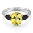 thumbnail image 3 of Gem Stone King 925 Silver and 10K Yellow Gold Canary Mystic Topaz and Black Onyx Engagement Ring for Women | 2.76 Cttw | Oval 9X7MM | Gemstone November Birthstone | Size 7, 3 of 6