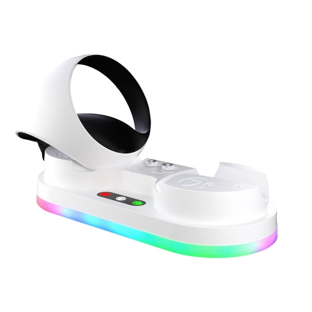 For PS VR2 Controller Charging Dock with RGB Light, Magnetic Charging Station for VR2 Sense Controllers, Dual Charger Display Stand with LED Indicator