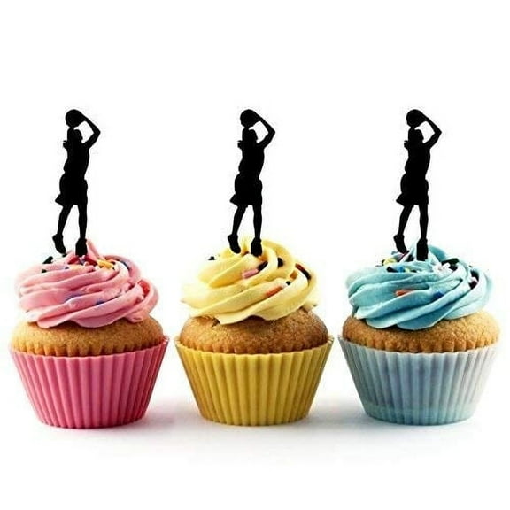 Whimsical Practicality's Basketball Player-Three Point Shooting Guard Silhouette Acrylic Cupcake Toppers 12 pcs