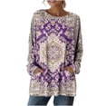thumbnail image 5 of TaTaai Women's Fashion Print Long Sleeve Crew Neck Casual Tops Loose Fit Soft Blouse with Pockets Lightweight Comfy Tee for Fall Daily Party Travel Streetwear Gift, 5 of 7