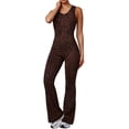 thumbnail image 5 of Top-kevin Women's Cheetah Print Work Out Sets Yoga Jumpsuit Criss Cross Sleeveless Workout Clothes Flared Pants Jumpsuits, 5 of 6