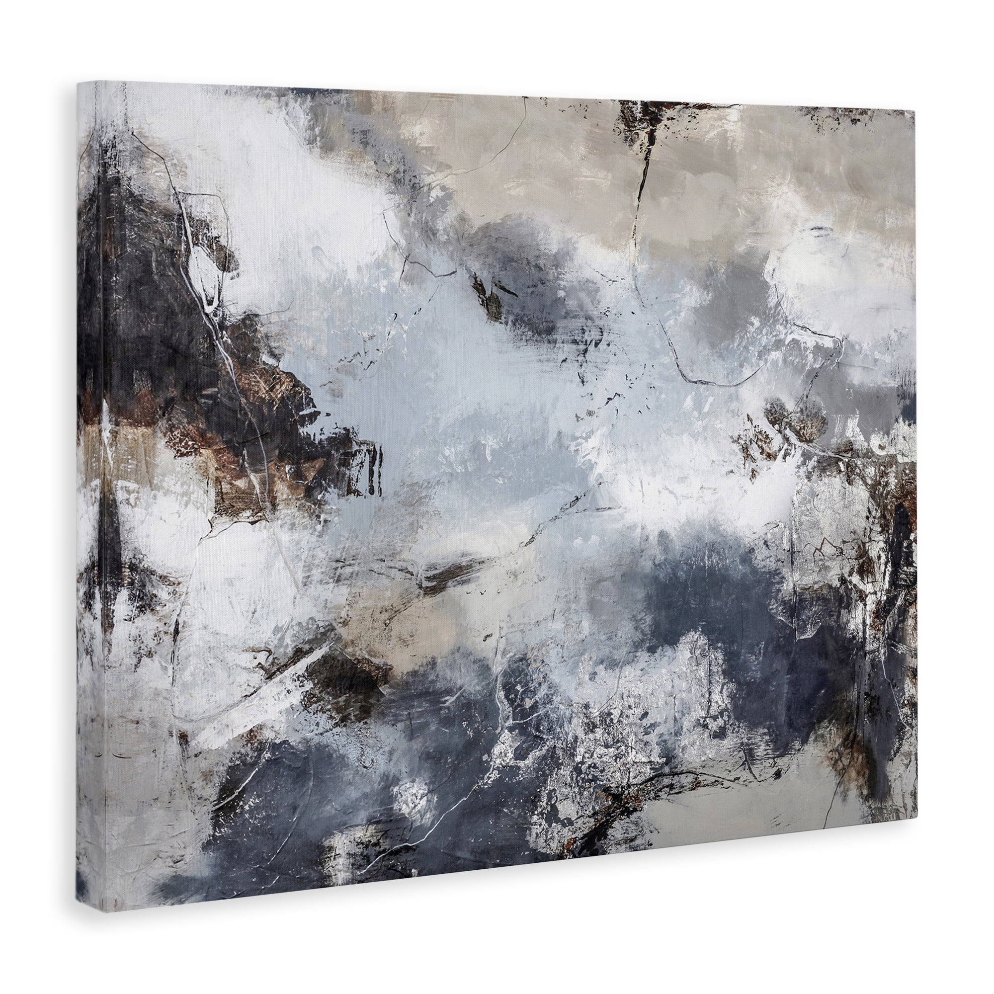 Stupell Industries Grey Organic Abstract Abstract Painting Gallery Wrapped Canvas Art Print Wall Art, 30 x 24