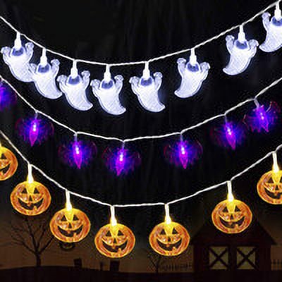 10 LED Halloween Pumpkin Specter String Pumpkin Bat Light Party Outdoor 1.5M Fairy Lights 2 Lighting Modes Room Decor Lamp