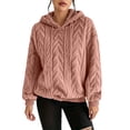 thumbnail image 2 of Pounoo Womens Long Sleeve Tops Thick Cozy Plush Knit Relax Fit Oversized Pullover Sweatshirt Multi Tone Outdoor Cold Weather Hoodies, 2 of 7