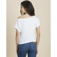 thumbnail image 4 of Moomaya One Shoulder Cotton Tshirt, Solid Short Sleeve Top For Women, 4 of 9