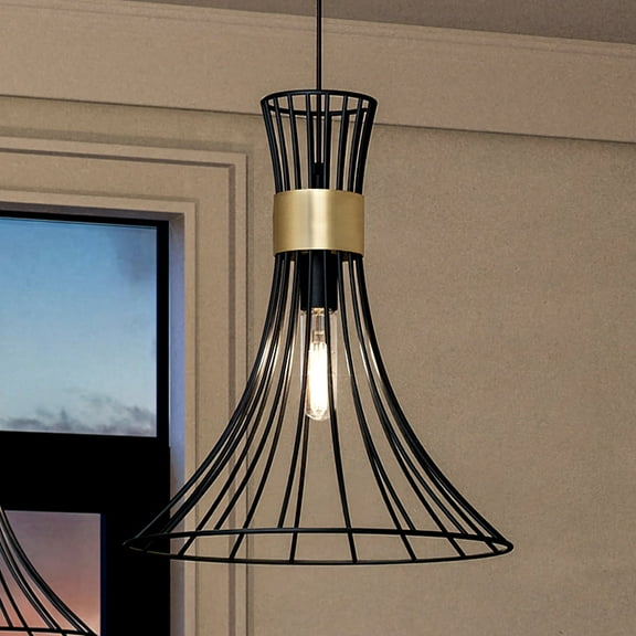Luxury Mid-Century Modern Pendant, 16H x 18W, with Modern Style, Midnight Black, UHP4352 by Urban Ambiance