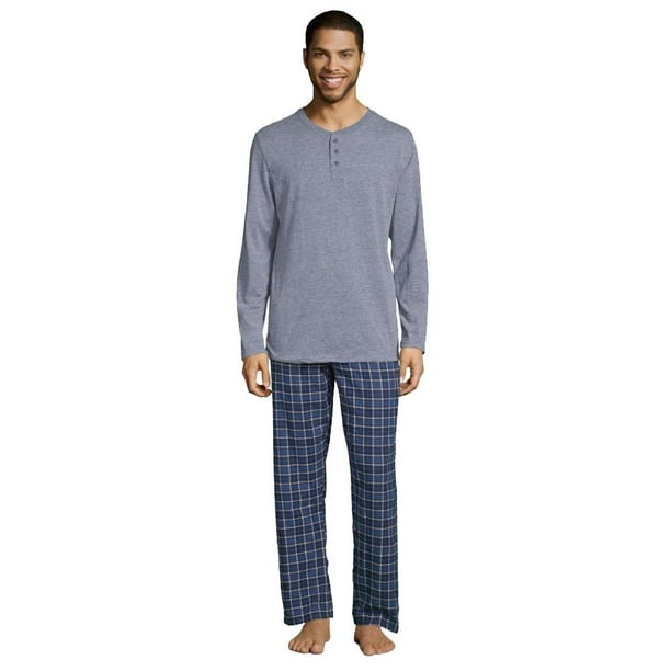Hanes - Hanes Mens Pajamas EcoSmart Flannel Plaid Pants Sleep Set Super ...
