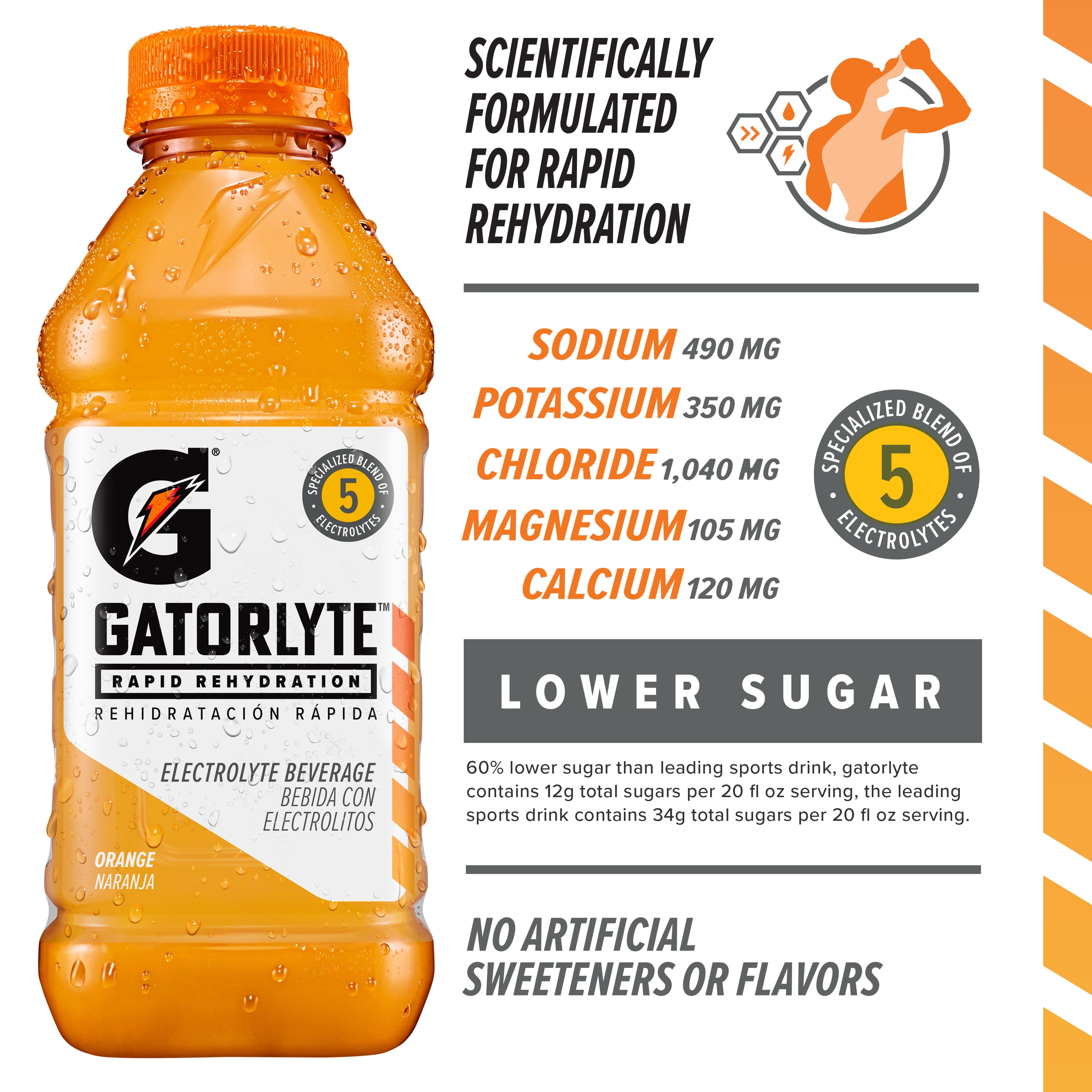 Gatorade Gatorlyte Rapid Rehydration Electrolyte Beverage Orange, 20 fl oz Bottle