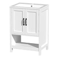 thumbnail image 2 of EVOKEDEN 24" Bathroom Vanity with Sink, Freestanding Modern Cabinet Vanity with LED Light, 2 Soft Closing Cabinet Door with Organizer, White, 2 of 8