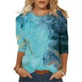 thumbnail image 1 of DEELLEEO Clearance Deals Womens Spring Print Mid-Length Sleeve Crew-Neck Casual Tee Tops, 1 of 5
