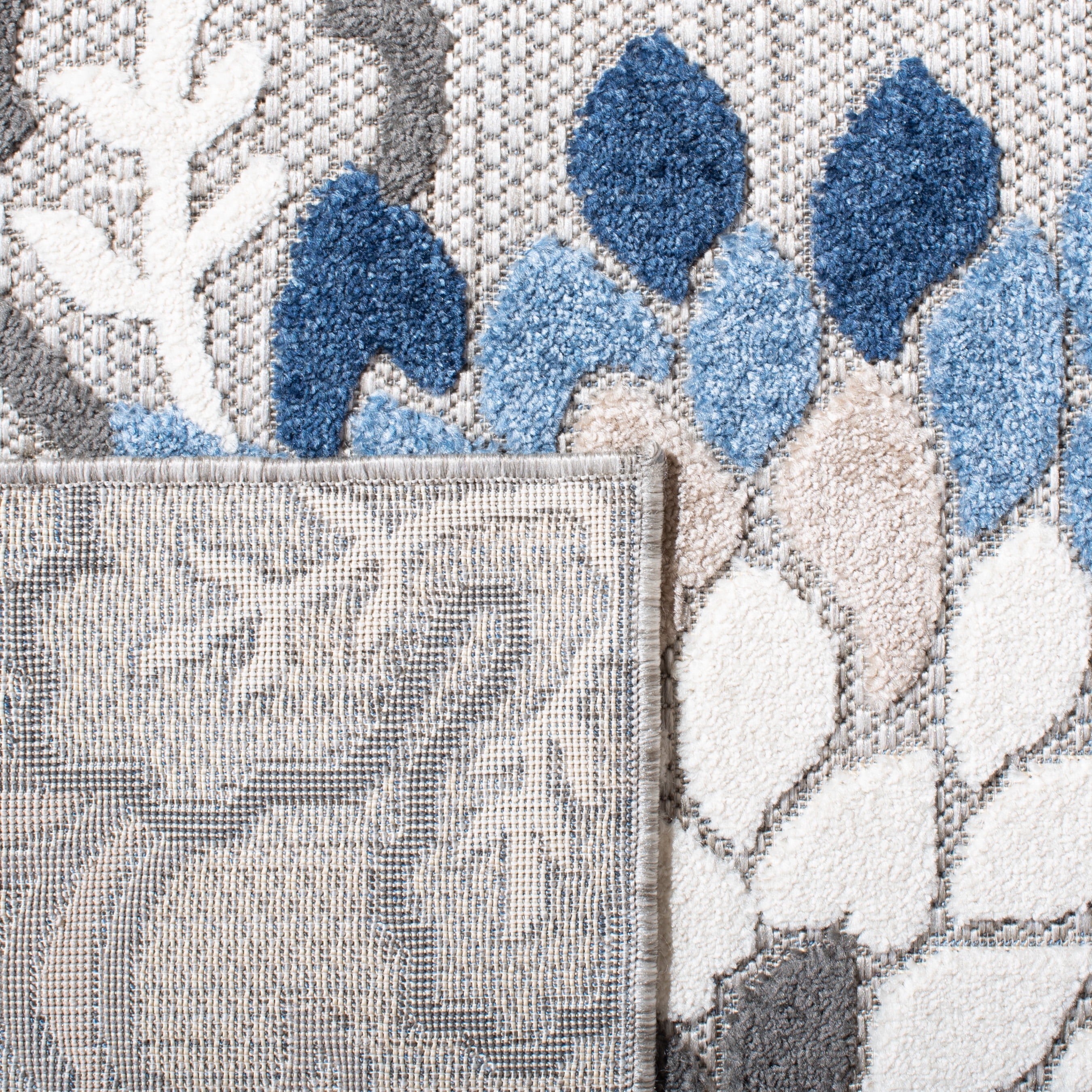 SAFAVIEH Cabana Michelle Floral Indoor/Outdoor Area Rug, Grey/Blue, 6'7" x 9'