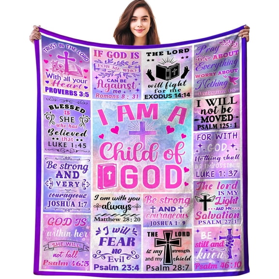 Christian Gifts for Women Blanket Throw Bible Verse Blankets I Am A Child of God Blanket Prayer Plush Spiritual Inspirational Religious Baptism Gifts for Girls Women 60"X50"