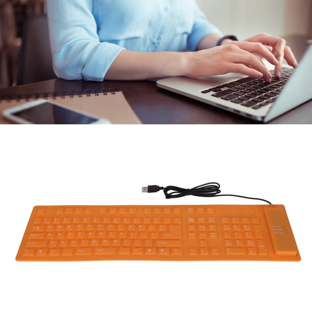 Teclado de Silicona Plegable de Rollo 108 Teclas Silicona Silicona USB Plegado USB Implaz de Silencio Cableado Typing Completo Teclado Plegable de Sellado Completo