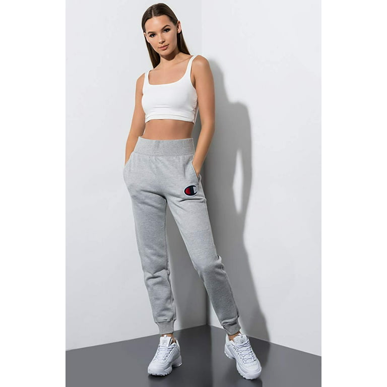 Champion Sweatpants Womens Large Gray Revere Weave Logo Spell Out Joggers  Taper