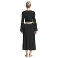 thumbnail image 2 of iiniim Women's Angel Costume Gold Trim Long Sleeve Tunic Gown Worship Praise Dance Dress Black XXL, 2 of 7