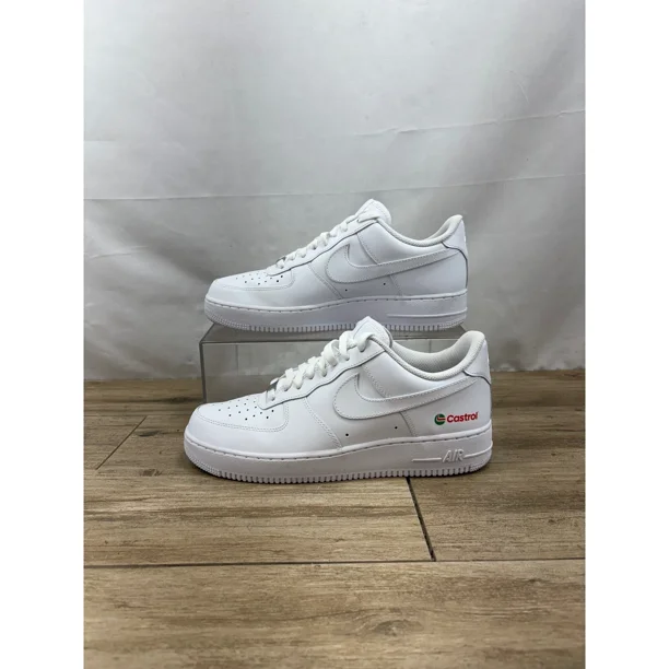 Ni&ke Air Force 1 Low Castrol White Sneakers Casual Shoes Size 10.5