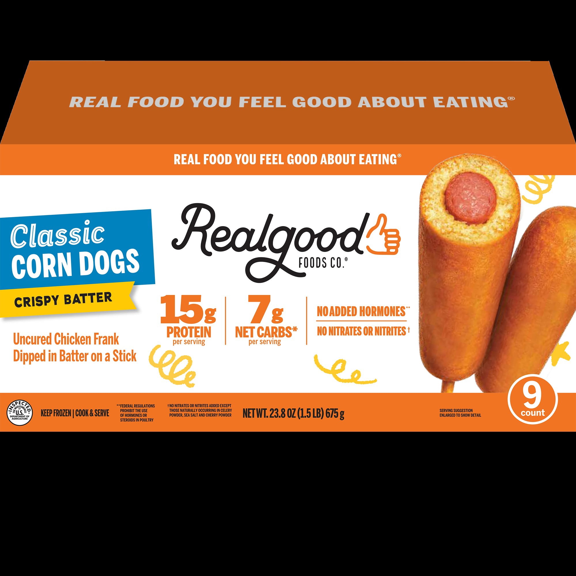 Realgood Foods Co. Classic Chicken Corn Dogs, 9 Ct (Frozen)