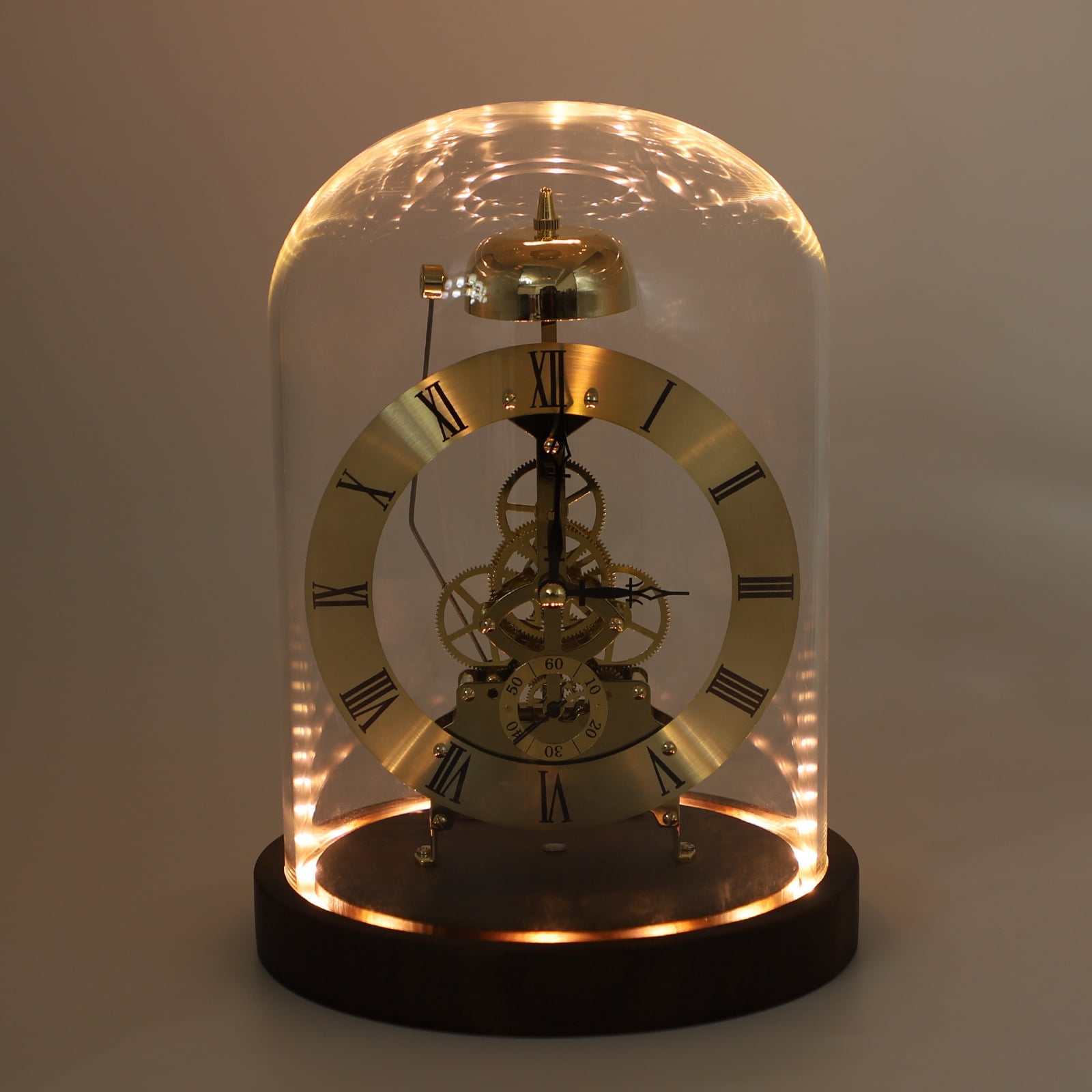 Black Walnut Wood Smart Night Light & Alarm Clock - Voice Activated LED Bedside Lamp, Retro Mechanical Design with Warm Lighting, Ideal Home Decor Gift,Golden