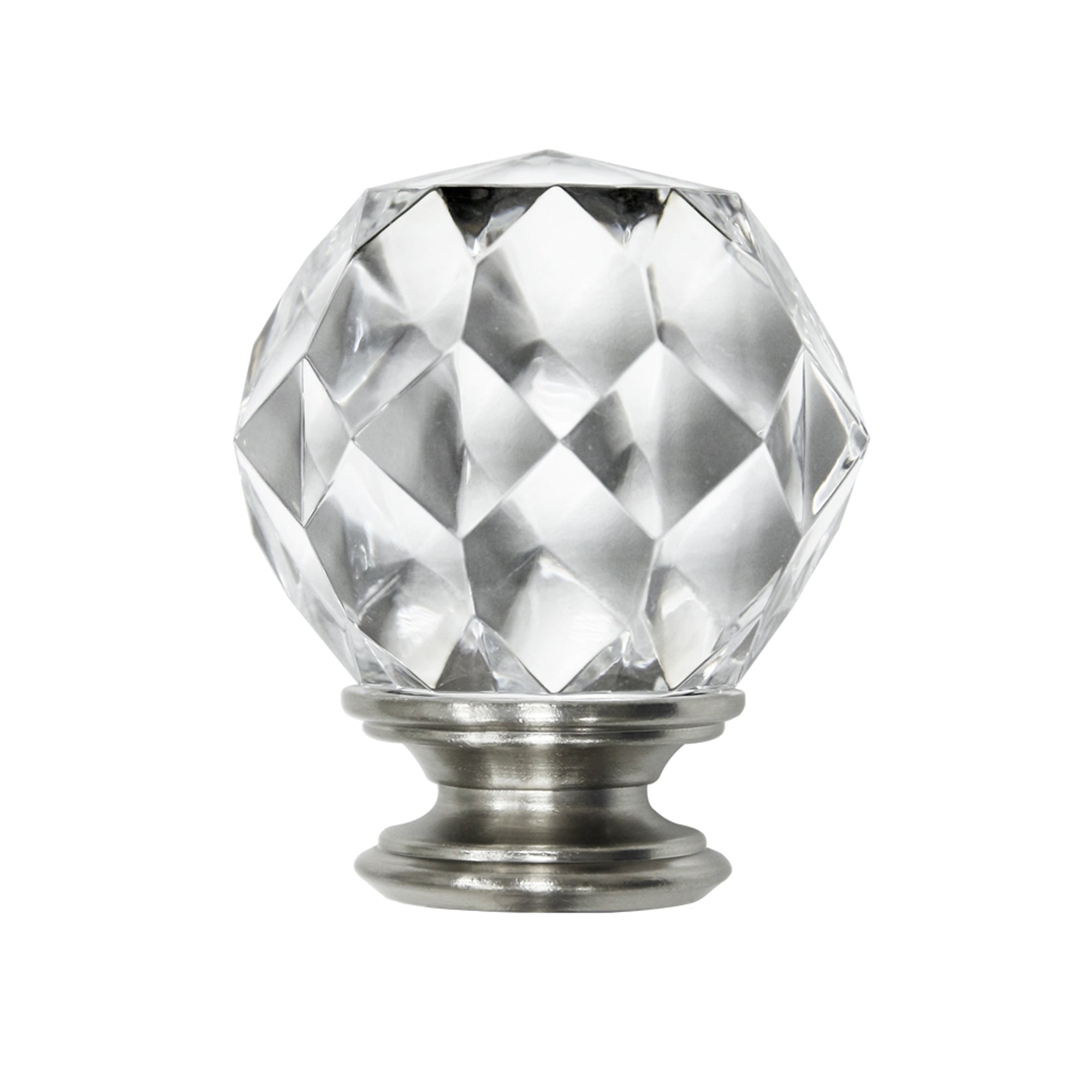 1" Single Curtain Rod Set with Faceted Crystal Sphere Finial
