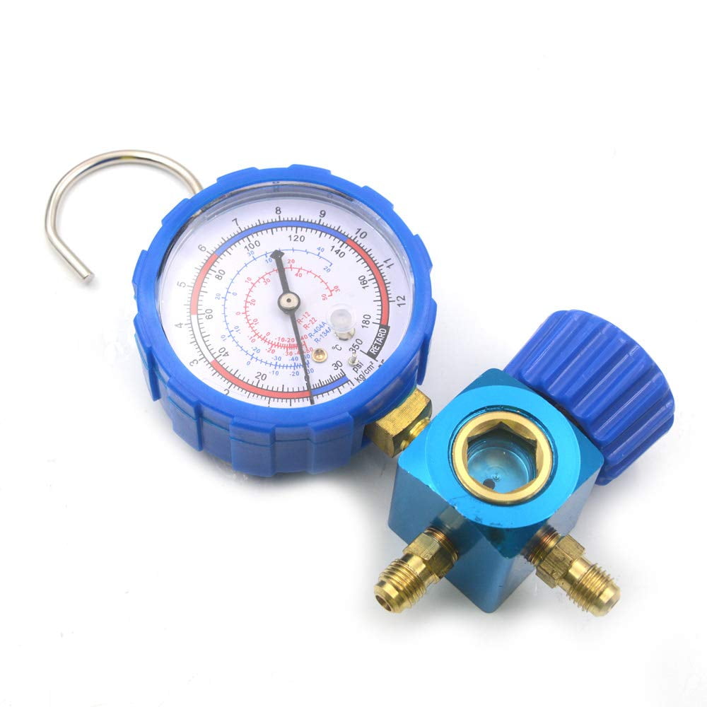 Nikauto Car AC R12 R22 R404a R134a Psi Manifold Gauge Set Tool Kits High Low Pressure (Blue)