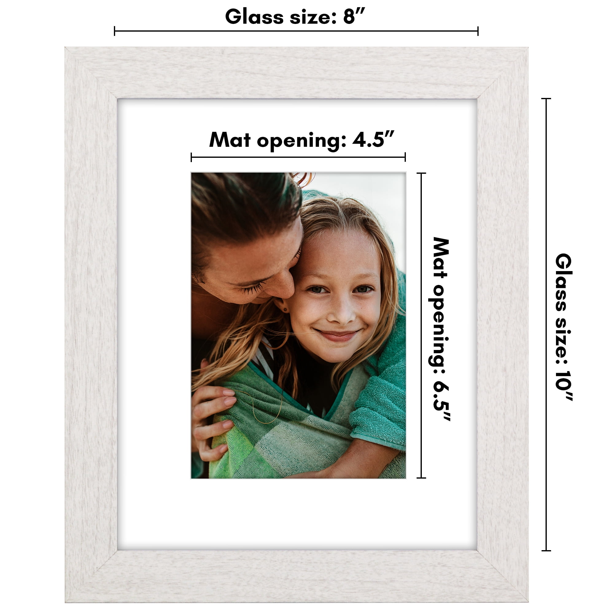 Americanflat 8x10 Picture Frame with Shatter-Resistant Glass with 5x7 Mat Display Photo Hudson Wide - White