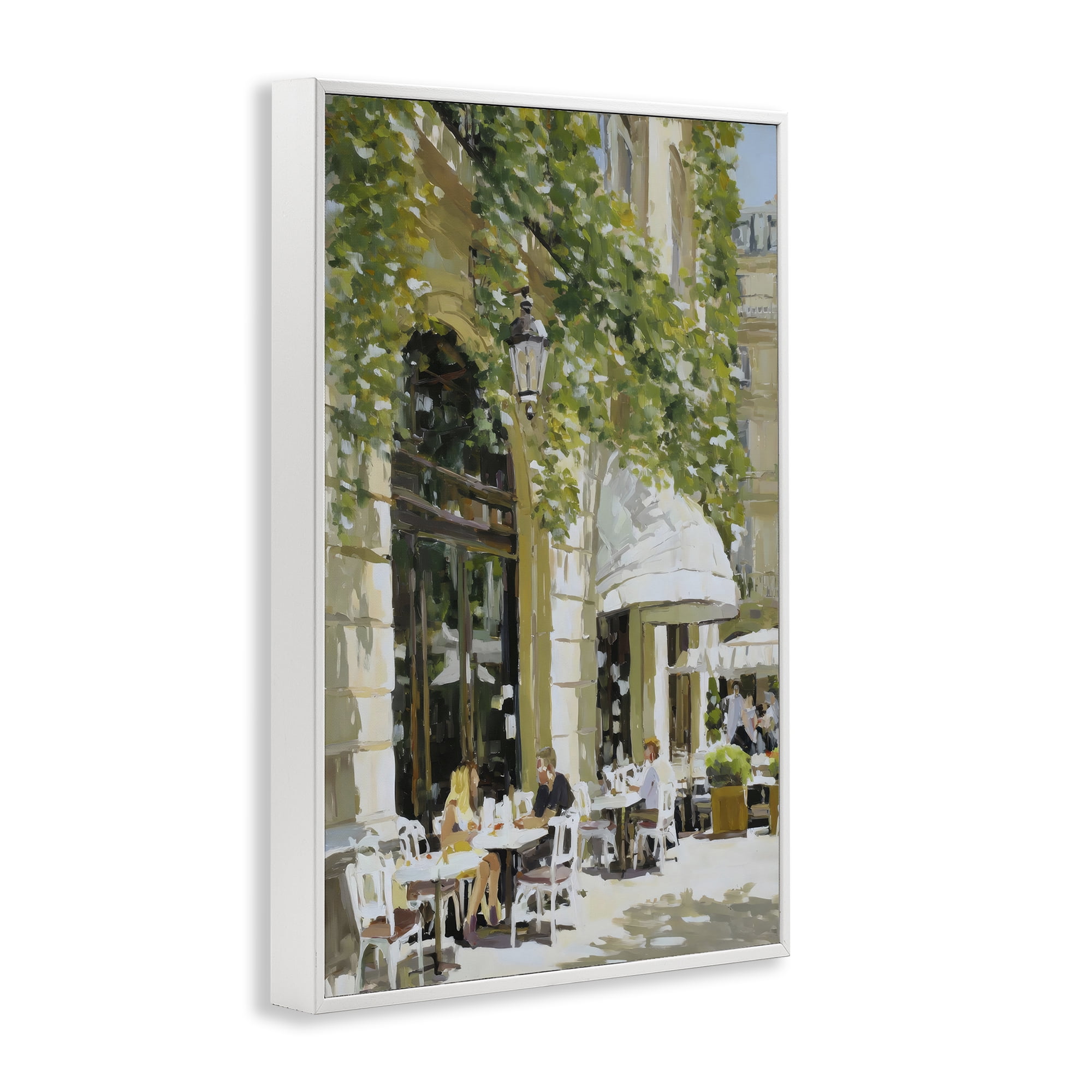 Stupell Industries Sunny Day Cafe Terrace White Framed Giclee Art, design by Petal Prints Design