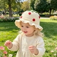 thumbnail image 6 of Tigivemen Cute Sun Hat for Toddler Girls Knitted Strawberry Bucket Hats Wide Brim Crochet Sunhats Baby Girl Gifts White Size 1-4 Years, 6 of 6