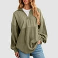 thumbnail image 2 of GEWSEY Womens Sweatshirt Casual Waffle Knit Tops Half Zip Pullover Long Sleeve Shirts Quarter Zip Sweatshirts Trendy Fall Clothes 2025 (Army Green, S), 2 of 4