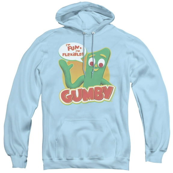 Gumby Fun & Flexible Adult Pullover Hoodie Sweatshirt Light Blue