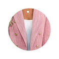 thumbnail image 4 of Stichou Women's Tweed Blazers Business Casual - Long Sleeve Double Breasted Jackets Open Front Work Suits Pink L, 4 of 5