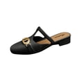 thumbnail image 2 of Women's Solid Color Mule Flats, Casual Square Toe Slip On Shoes, Lightweight Loafers for Spring & Summer, 2 of 4