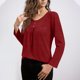 thumbnail image 3 of Camisas de Manga Corta para las Mujeres Casual Color Sólido Blusas Plisadas, Moda Cuello Redondo Tops de Verano para la Fiesta, 3 of 8