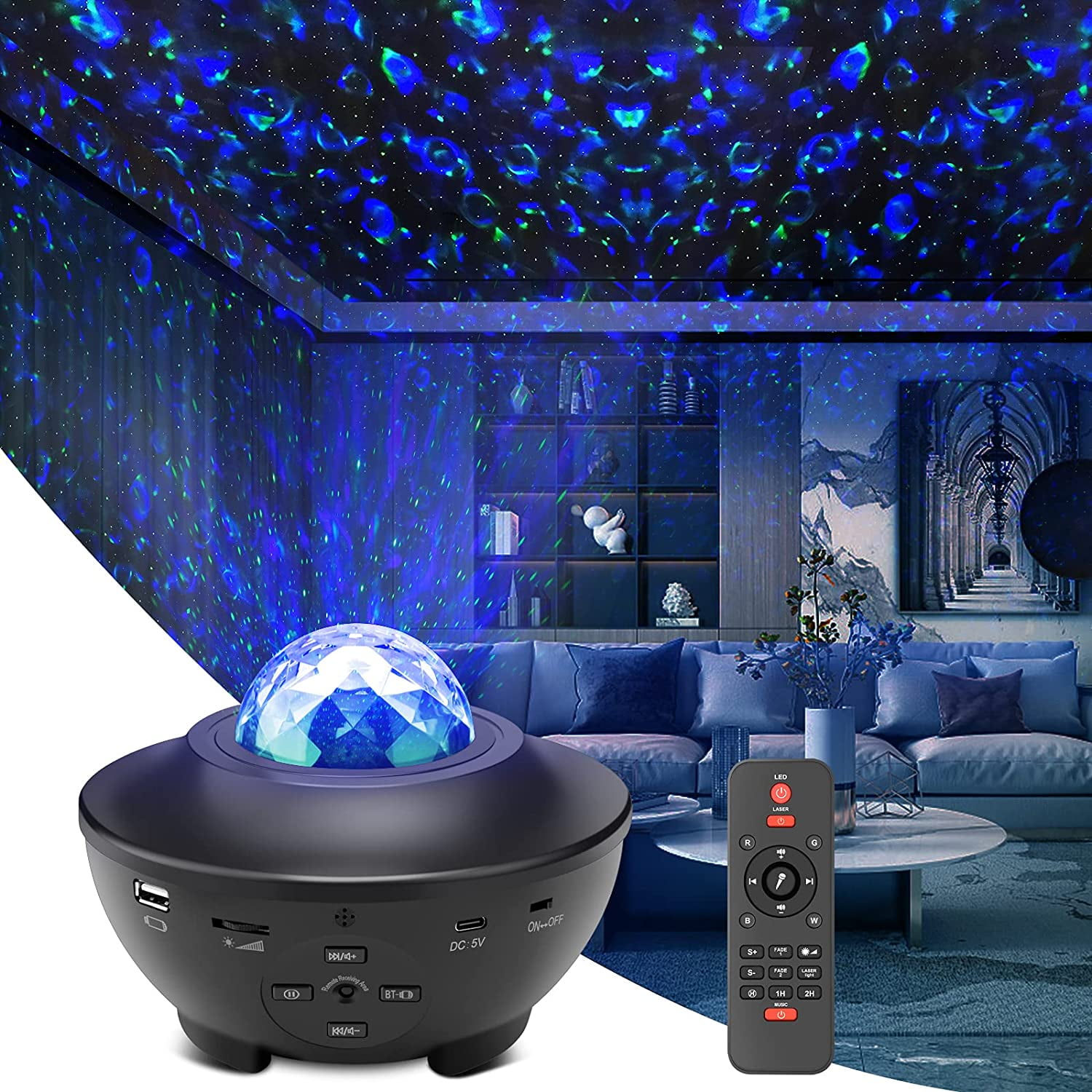 Galaxy Projector with Bluetooth Music Speaker Smart Version 3 in 1 Ocean Wave Projector Timer & Smart App Remote and Voice Control Star Sky Night Light for Kids Bedroom/Game Rooms/Home Theatre/Room Decor/Night Light Ambiance Star Projector