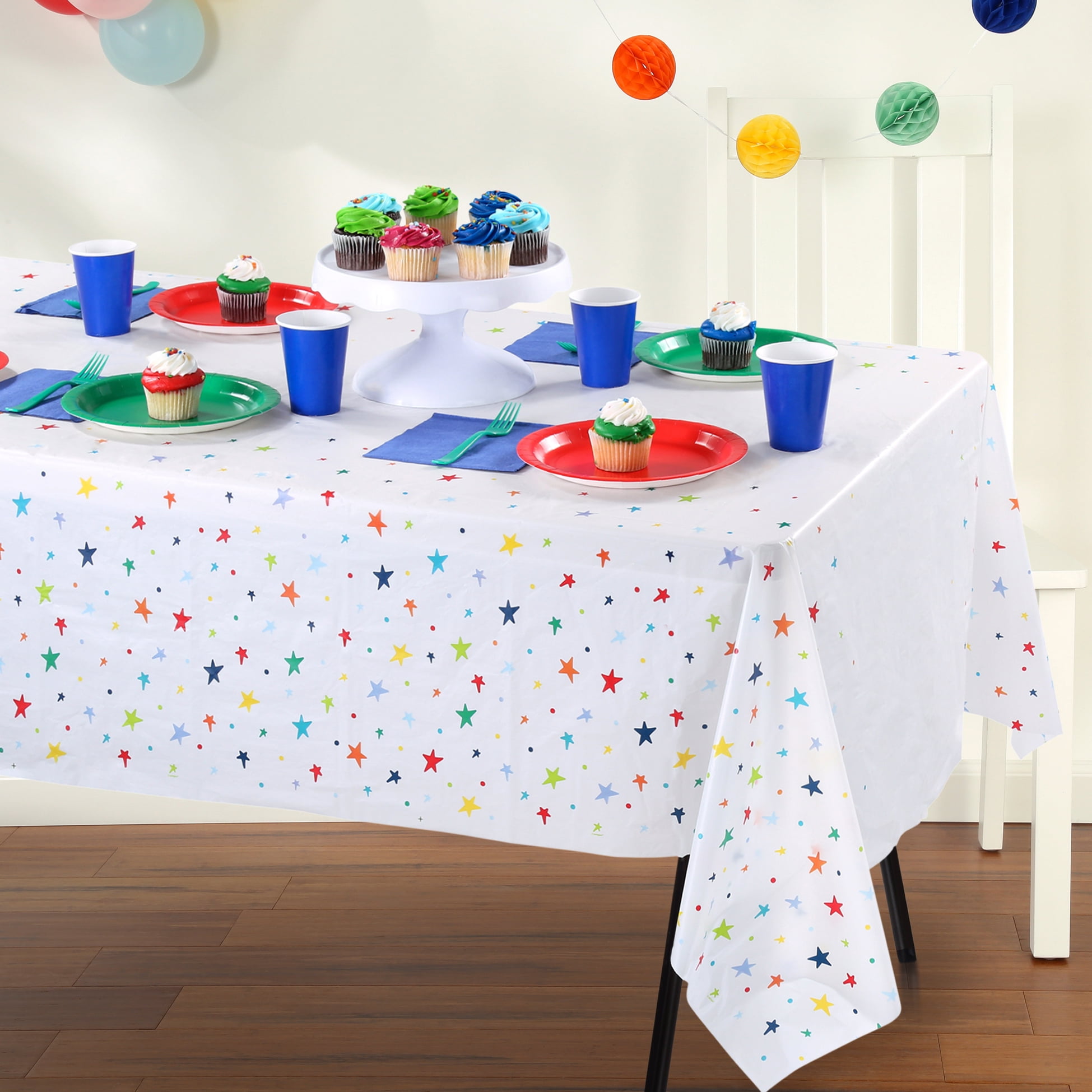 (6 pack) Bright Stars Birthday Plastic Party Tablecloth, 84 x 54in, by Way To Celebrate