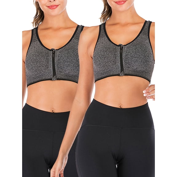 YouLoveIt Women Sports Bra Front Zipper Yoga Bras Padded Stretch Fitness Tops Workout Gym Activewear Yoga Bra for Gym Running Workout Fitness