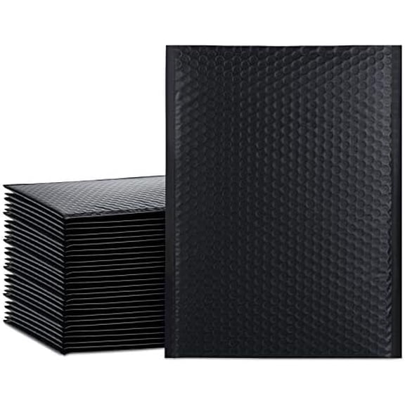 Bubble Mailers 10.5x16 Inch Black 25 Pack Poly Padded Envelopes Large #5 Mailing Packages Opaque Packaging Postal Self Seal Adhesive Waterproof Boutique Shipping Bags for Clothes